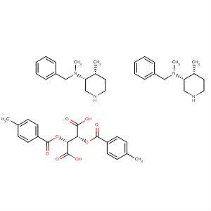 (2R,3R)-2,3-双[(4-甲基苯甲酰基)氧基]丁二酸和(3R,4R)-N,4-二甲基-1-(苯基甲基)-3-哌啶胺的化合物分子式结构图