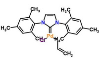 烯丙基氯化[1,3-双(2,4,6-三甲基苯基)咪唑-2-亚基]钯分子式结构图