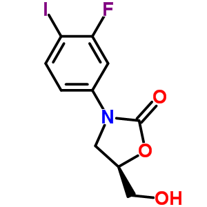 (5R)-3-(3-氟-4-碘苯基)-5-羟甲基恶唑烷-2-酮分子式结构图