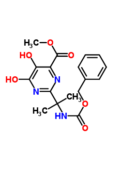 2-(2-(苄氧基羰基氨基)丙-2-基)-5-羟基-6-氧代-1,6-二氢嘧啶-4-甲酸甲酯分子式结构图