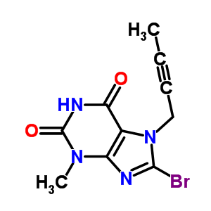 8-溴-7-(2-丁炔基)-3-甲基黄嘌呤分子式结构图