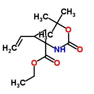 1-叔丁氧羰基氨基-2-乙烯基环丙烷甲酸乙酯分子式结构图