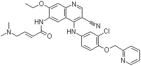 (2E)-N-[4-[[3-氯-4-[(吡啶-2-基)甲氧基]苯基]氨基]-3-氰基-7-乙氧基喹啉-6-基]-4-(二甲基氨基)丁-2-烯酰胺分子式结构图