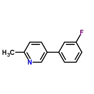 5-(3-氟苯基)-2-甲基-吡啶分子式结构图