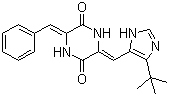 (3Z,6Z)-3-[(5-叔丁基-1H-咪唑-4-基)亚甲基]-6-(苯亚甲基)-2,5-哌嗪二酮分子式结构图