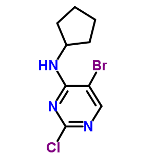 5-溴-2-氯-N-环戊胺嘧啶-4-胺分子式结构图