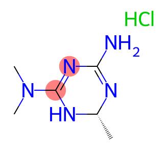 (6R)-1,6-二氢-N2,N2,6-三甲基-1,3,5-三嗪-2,4-二胺盐酸盐分子式结构图