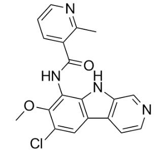 N-(6-氯-7-甲氧基-9H-吡啶并[3,4-B]吲哚-8-基)-2-甲基-3-吡啶甲酰胺分子式结构图