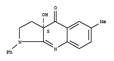 (3aS)-1,2,3,3a-四氢-3a-羟基-6-甲基-1-苯基-4H-吡咯并[2,3-b]喹啉-4-酮分子式结构图