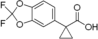 1-(2,2-二氟苯并[D][1,3]二氧杂环戊烯-5-基)环丙烷甲酸分子式结构图