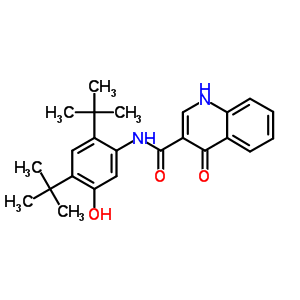 N-(2,4-二叔丁基-5-羟基苯基)-1,4-二氢-4-氧代-3-喹啉甲酰胺分子式结构图