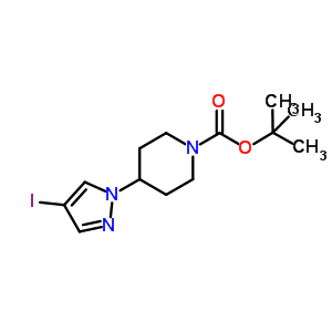 4-(4-碘-1H-吡唑-1-基)-1-哌啶羧酸-1,1-二甲基乙酯分子式结构图