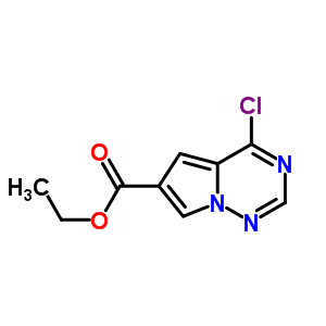 4-氯吡咯并[1,2-F][1,2,4]三嗪-6-羧酸乙酯分子式结构图