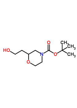 N-Boc-2-(2-羟乙基)-吗啉分子式结构图