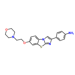 4-[6-(2-吗啉基乙氧基)咪唑并[2,1-b][1,3]苯并噻唑-2-基]苯胺分子式结构图