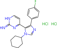 4-[1-环己基-4-(4-氟苯基)-1H-咪唑-5-基]-2-嘧啶胺盐酸盐分子式结构图