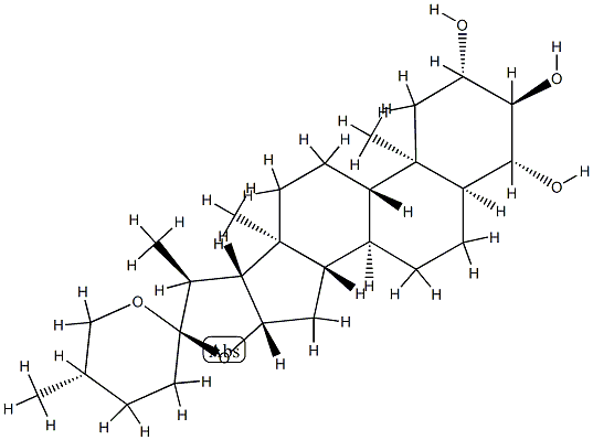 (25S)-5β-Spirostane-2β,3α,4β-triol分子式结构图