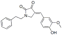 4-(4-Hydroxy-3-methoxybenzylidene)-1-phenethyl-2,3-pyrrolidinedione分子式结构图