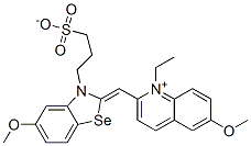 1-ethyl-6-methoxy-2-[[5-methoxy-3-(3-sulphonatopropyl)-3H-benzoselenazol-2-ylidene]methyl]quinolinium分子式结构图