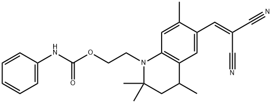 2-[6-(2,2-dicyanovinyl)-1,2,3,4-tetrahydro-2,2,4,7-tetramethylquinolin-1-yl]ethyl carbanilate 分子式结构图