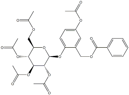 2-[(Benzoyloxy)methyl]-4-acetyloxyphenyl 2-O,3-O,4-O,6-O-tetraacetyl-β-D-glucopyranoside分子式结构图