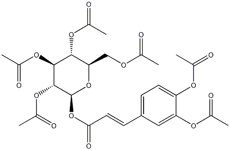 1-O-[3-[3,4-Bis(acetyloxy)phenyl]propenoyl]-β-D-glucopyranose 2,3,4,6-tetraacetate分子式结构图