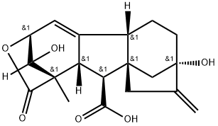 (4bβ)-1-Methyl-2β,3α,7-trihydroxy-8-methylenegibba-4-ene-1α,10β-dicarboxylic acid 1,3-lactone分子式结构图