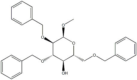 甲基 2,3,6-三-O-苄基-ALPHA-D-吡喃葡萄糖苷分子式结构图