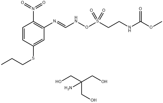 2-((methoxycarbonylamino)-(2-nitro-5-(n-propylthio)phenylimino)methylamino)ethansulfonic acid分子式结构图