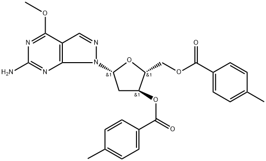 6-Amino-4-methoxy-1-(2-deoxy-3,5-di-O-(p-toluoyl)--D-ribofuranosyl)-1H-pyrazolo[3,4-d]pyrimidine分子式结构图