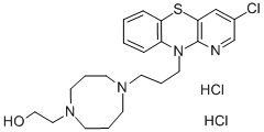 1H-1,4-Diazepine-1-ethanol, hexahydro-4-(3-(3-chloro-10H-pyrido(3,2-b) (1,4)benzothiazin-10-yl)propyl)-, dihydrochloride分子式结构图