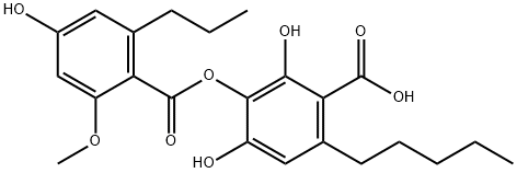 2,4-Dihydroxy-3-(2-methoxy-4-hydroxy-6-propylbenzoyloxy)-6-pentylbenzoic acid分子式结构图