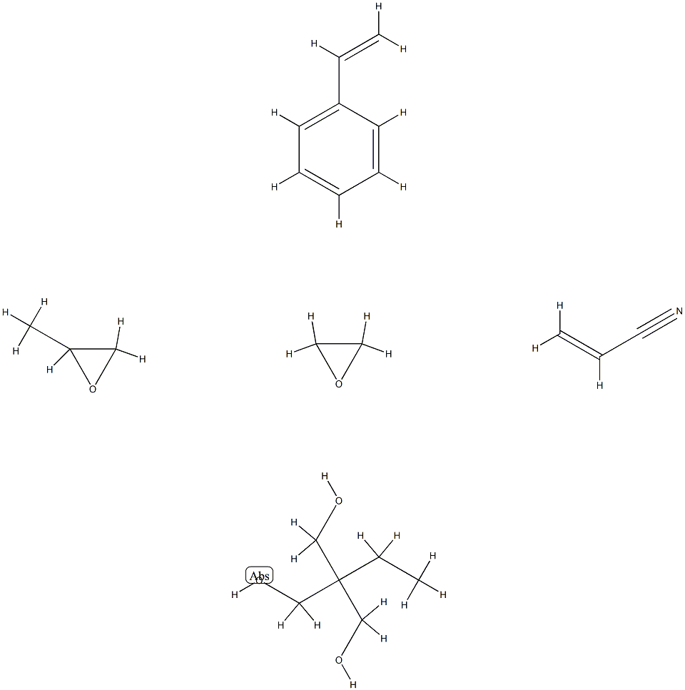 2-Propenenitrile, polymer with ethenylbenzene, 2-ethyl-2-(hydroxymethyl)-1,3-propanediol, methyloxirane and oxirane分子式结构图