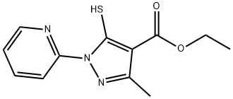 1H-PYRAZOLE-4-CARBOXYLIC ACID, 5-MERCAPTO-3-METHYL-1-(2-PYRIDINYL)-, ETHYL ESTER分子式结构图