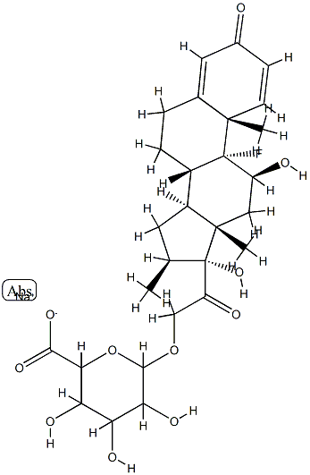 9-氟-11BETA,17-二羟基-16BETA-甲基-3,20-二氧代孕甾烷-1,4-二烯-21-基葡糖苷酸钠盐分子式结构图