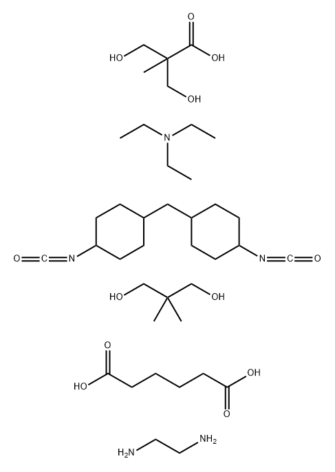 Hexanedioic acid, polymer with N,N-diethylethanamine 3-hydroxy-2-(hydroxymethyl)-2-methylpropanoate, 2,2-dimethyl-1,3-propanediol, 1,2-ethanediamine and 1,1-methylenebis4-isocyanatocyclohexane分子式结构图