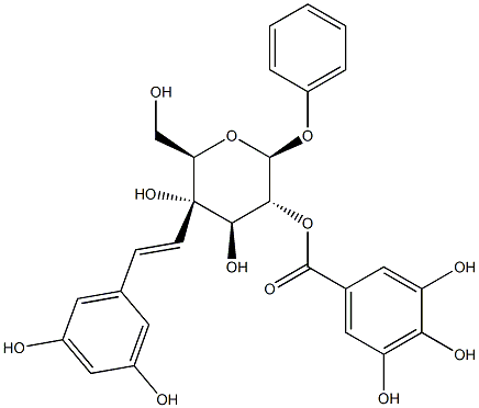 3,4',5-trihydroxystilbene-4'-O-(2''-O-galloyl)glucopyranoside分子式结构图