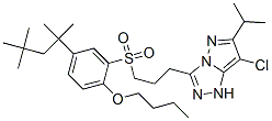 3-[3-[2-Butoxy-5-(1,1,3,3-tetramethylbutyl)phenylsulfonyl]propyl]-7-chloro-6-isopropyl-1H-pyrazolo[5,1-c]-1,2,4-triazole分子式结构图