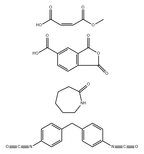 2-Butenedioic acid (Z)-, monomethyl ester, polymer with 1,3-dihydro-1,3-dioxo-5-isobenzofurancarboxylic acid, hexahydro-2H-azepin-2-one and 1,1'-methylenebis[4-isocyanatobenzene]分子式结构图