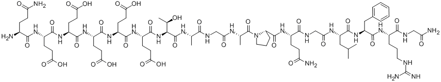 GLU-GLU-GLU-GLU-GLU-MET-ALA-VAL-VAL-PRO-GLN-GLY-LEU-PHE-ARG-GLY-NH2: EEEEEMAVVPQGLFRG-NH2分子式结构图