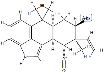 [6aS,(-)]-8β-Chloro-9β-ethenyl-2,6,6aα,7,8,9,10,10aα-octahydro-10α-isocyano-6,6,9-trimethylnaphtho[1,2,3-cd]indole分子式结构图