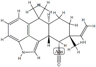 [6aS,(+)]-9α-Ethenyl-2,6,6aα,7,8,9,10,10aβ-octahydro-10α-isocyano-6,6,9-trimethylnaphtho[1,2,3-cd]indole分子式结构图