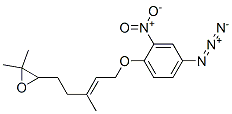 Oxirane, 3-[5-(4-azido-2-nitrophenoxy)-3-methyl-3-pentenyl]-2,2-dimeth yl-, (E)-.+/-.-分子式结构图