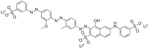 4-Hydroxy-3-[4-[2-methoxy-4-(3-sulfophenylazo)phenylazo]-3-methylphenylazo]-6-(3-sulfoanilino)-2-naphthalenesulfonic acid trilithium salt分子式结构图