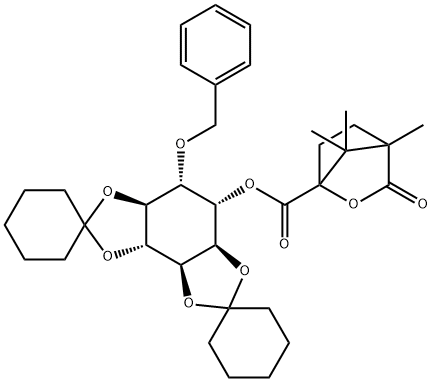 [1(1S)]-2,3:4,5-Di-O-cyclohexylidene-6-O-(phenylMethyl)-D-Myo-Inositol 4,7,7-TriMethyl-3-oxo-2-oxabicyclo[2.2.1]heptane-1-carboxylate分子式结构图