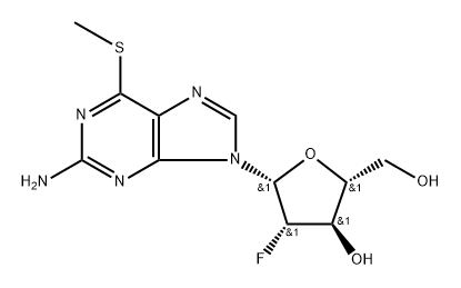 2-Amino-6-methythio-9-(2'-deoxy-2'-fluooro-beta-D-arabinofuranosyl)-9H-purine分子式结构图