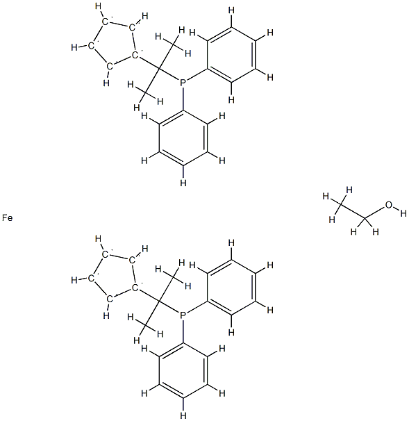 1,1'-双(1-二苯基膦基-1-甲基乙基)二茂铁分子式结构图