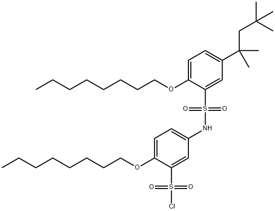 2-Octyloxy-5-[2-octyloxy-5-(1,1,3,3-tetramethylbutyl)phenylsulfonylamino]benzenesulfonyl chloride分子式结构图