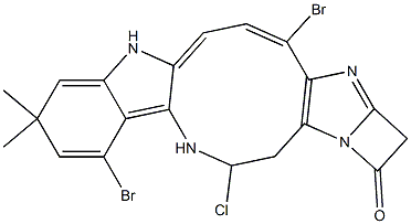 (4E,10Z,16bS)-5-Chloro-7,14-dibromo-9,9-dimethyl-1,2,6,9-tetrahydroazete[1',2':1,2]imidazo[4',5':7,8]azecino[3,2-b]indole-2-one分子式结构图