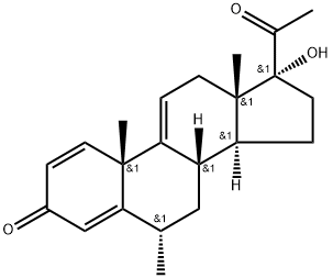 17Α- 羟基 -6Α- 甲基-1,4,9(11)-三烯孕甾-3,20-二酮分子式结构图